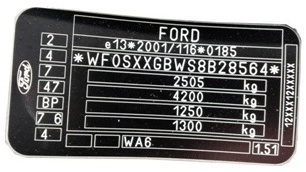 Ford VIN plate